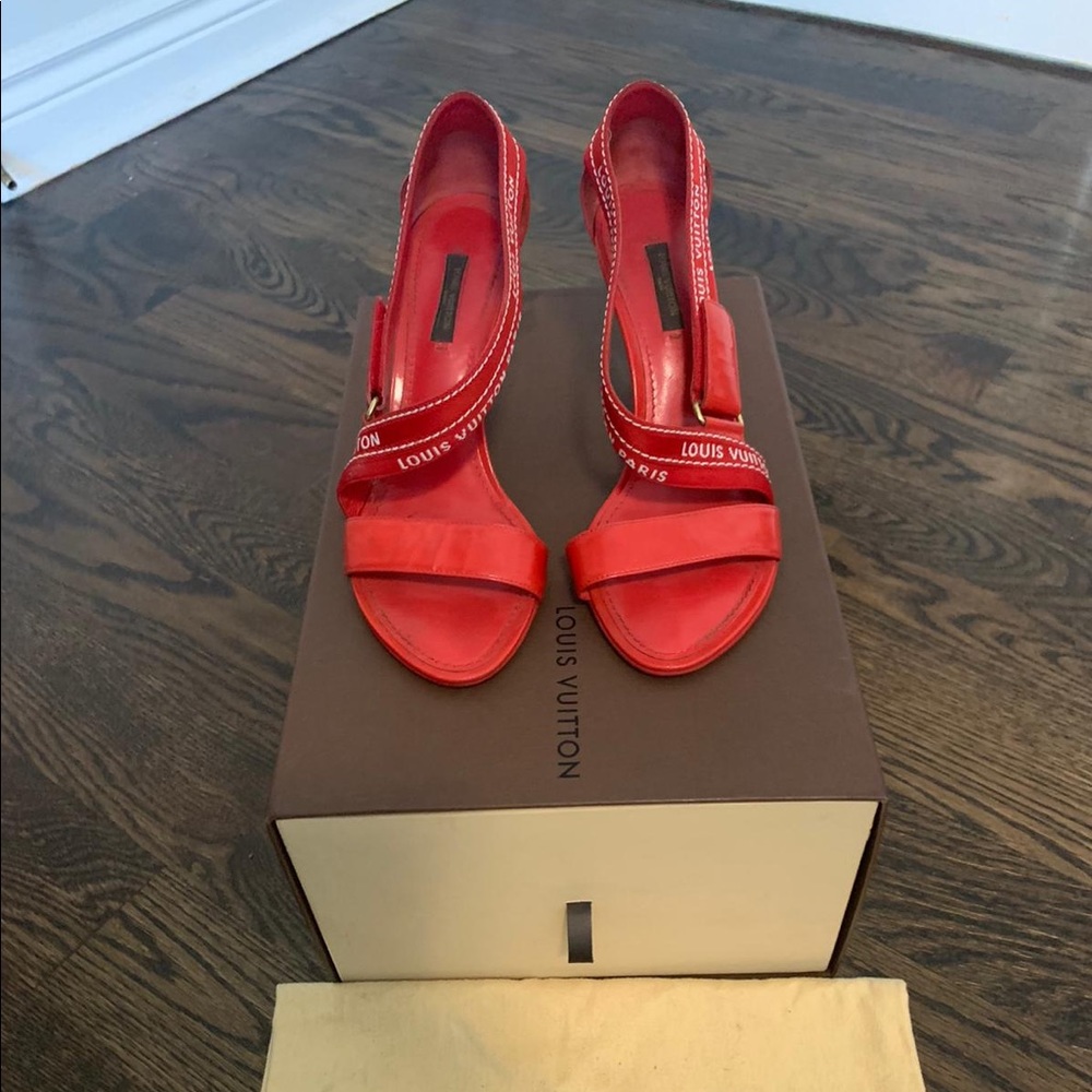 Red patent Louis Vuitton heels